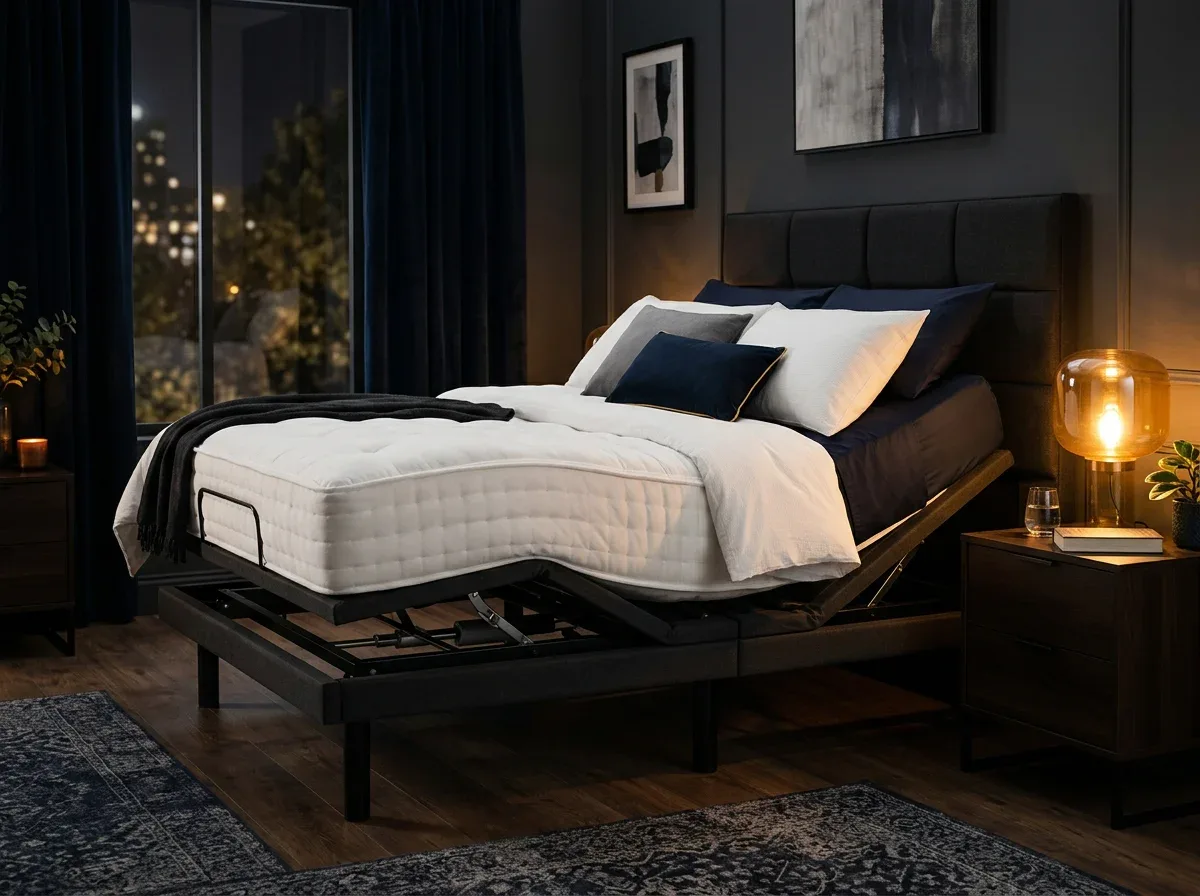 Adjustable sleep system in a modern bedroom