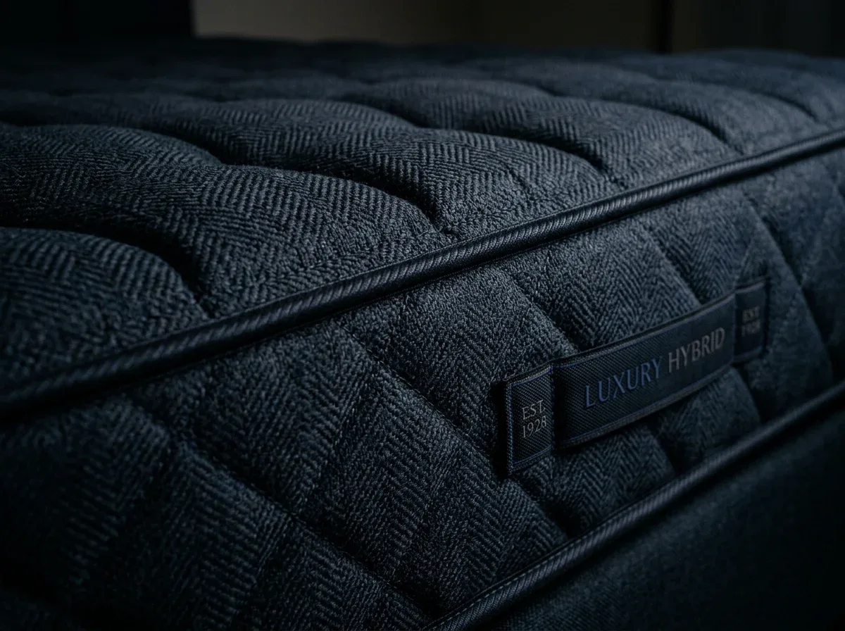 Close-up of a dark premium mattress
