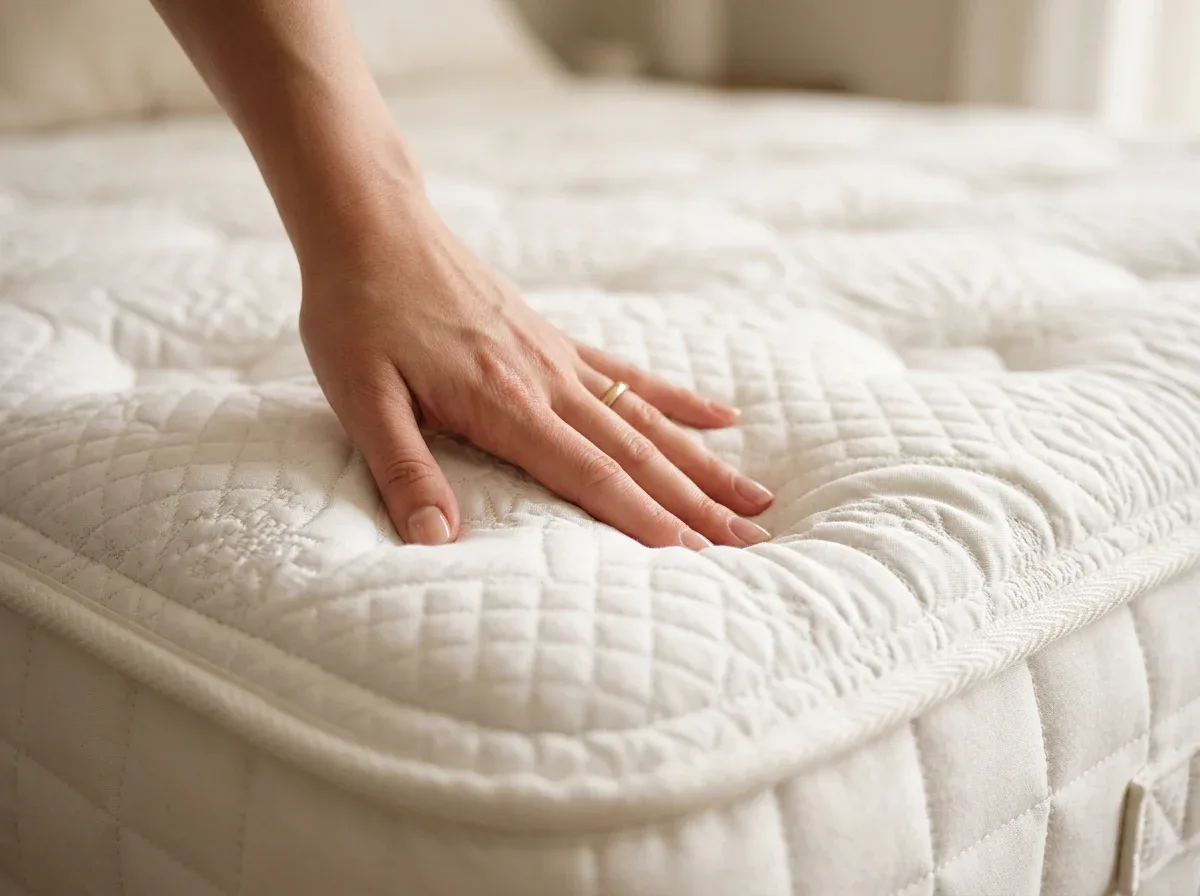 Hand pressing a quilted pillow-top mattress